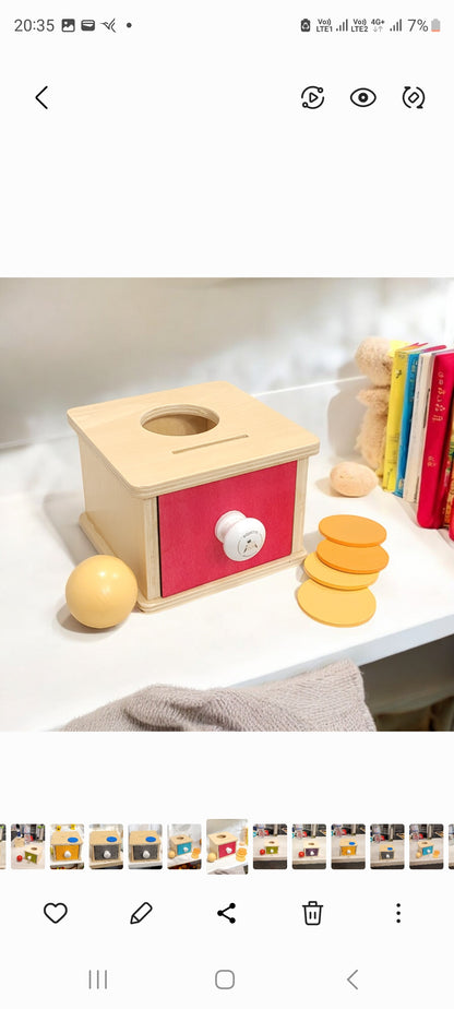 Wooden Permanence Box with Red Ball